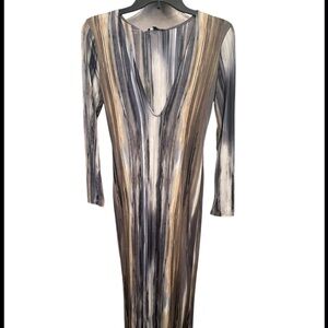 Fashion Nova Charcoal striped bodycon dress